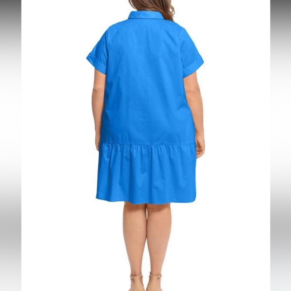 Donna Morgan Poplin button up cotton dress blue size 14 - Picture 9 of 10